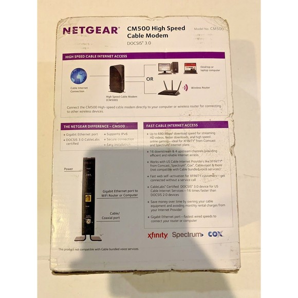 NETGEAR CM500 Hi Speed Cable Modem 680 Mbps. w/ DOCSIS 3.0 (SEE PHOTOS) - Picture 8 of 11